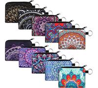 10 pezzi Small Coin Purse Boho Change Purse Pouch Mini Wallet Coin Bag with Zipper Exquisite Present for Women Girls on Valentine's Day, Blu chiaro, 5.9 x 4.3 Inch, Stampa floreale