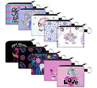 10 pezzi Small Coin Purse Boho Change Purse Pouch Mini Wallet Coin Bag with Zipper Exquisite Present for Women Girls on Valentine's Day, misto, 4.52 x 3.74 Inch, Animali e fiori