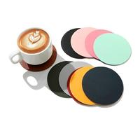 10 Pezzi Sottobicchieri, 10 cm Sotto Bicchieri da Tavola, Sottobicchiere in Pelle su Entrambi i Lati, Sottobicchieri in Vetro, Antiscivolo, per Tazze da Caffè e Tazze (10 Colori)