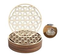 10 Pezzi Sottobicchieri in Legno di Betulla con Incisione Fiore della Vita, 10x10 cm per Meditazione, Yoga e Decorazione Domestica, Fiore della vita legno di betulla, Resistenti al Calore e Durevoli