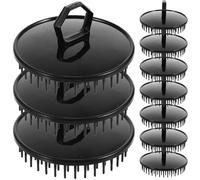 10 Pezzi Spazzola Shampoo Portatile per Capelli in Plastica Nera | Lavaggio Manuale, Apertura di Asciugatura Integrata, Massaggio Cute e Pulizia alla Base