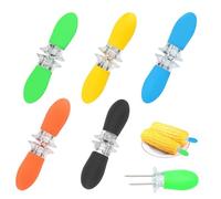 10 Pezzi Spiedini di Pannocchie di Mais Forchettone di Mais in Acciaio Inox Spiedini di Maise con Manico in Silicone per Barbecue Party Picnic Campeggio Casa Cucina