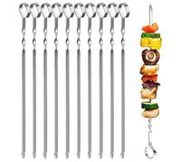 10 Pezzi Spiedini per Barbecue in Acciaio Inox, Spiedini Piatti da 28 cm, Riutilizzabili per Carne, Verdure e Kabob, Set di Spiedi Professionali per Griglia e Barbecue