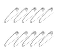 10 Pezzi Spilla Gioiello a U con Cristalli, Elegante | Lega di Zinco Argento, Chiusura per Capi, Forma Sagomata, Stile Raffinato, Confezione da Dieci Unitá