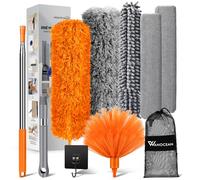 10 Pezzi Spolverino Telescopico,Togli Ragnatele Allungabile 250 cm,Spolverino per Polvere, Bastone Telescopico per Pulizia,Spazzole Pulizia per Tetti Interni, Ragnatela,Bagno,Cucina