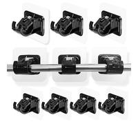 10 Pezzi Staffa Autoadesiva per Asta Tende Supporti, Ganci per Tende Senza Bucare Trasparente, Supporti Asta Tende, Tende Finestre PVC Staffe Autoadesive, per Soggiorno, Bagno, Camera da Letto (nero).