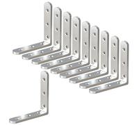 10 Pezzi Staffe Angolari a L in Acciaio Inossidabile per Riparazione di Letti e Rinforzo Mobili, Stampaggio in Unico Pezzo a 90°(80*80*20 (2.9mm thick))