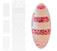 10 Pezzi Stencil per Decorare Torte in Pizzo, per Biscotti Bianco Floreali Stencil Decorativi Stencil, per Torta in Plastica Riutilizzabile, per Mousse Cioccolato Dessert DIY