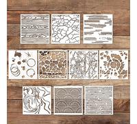 10 Pezzi Stencil per Verniciatura a Spruzzo, 15x15 cm Stencil Riutilizzabili Fai da Te Stencil per Trame da Parete Disegni Multipli per Artigianato di Pittura, Decorazione Domestica
