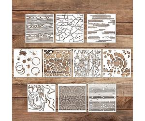 10 Pezzi Stencil per Verniciatura a Spruzzo, 15x15 cm Stencil Riutilizzabili Fai da Te Stencil per Trame da Parete Disegni Multipli per Artigianato di Pittura, Decorazione Domestica