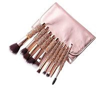 10 Pezzi Strass Set di Pennelli per Il Trucco, Essentials Makeup Brushes Fondazione Polvere Concealers Eye Shadows Professional Beauty Cosmetic Brushes con Borsa