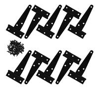 10 Pezzi T Cerniera, T Triangolo Cerniera Carichi Cerniera Zincata 4 Pollici Nero, Cerniere Legno con 60 Pezzi Viti Ner per Armadietti Capanni Porte in Legno