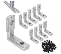 10 Pezzi T Slot Profilo In Alluminio, Slot a T 2020 Connettori Angolari interni a T Profilo in Alluminio a Forma di L Lega di Zinco con 20 Viti per Profilo di Estrusione Alluminio Serie 2020