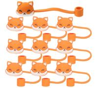 10 Pezzi Tappi di Cannuccia a Forma di Volpe in Silicone Arancia | Copri-punte Cartoni, Leggeri e Piccoli, per Casa e Festa, Facili da Riporre, Decorano Bicchieri