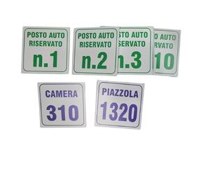 10 PEZZI, targa FOREX numerati posto auto camere hotel numerazione piazzole camping da 1 a 10 o numeri a scelta targa 12x12 CM spessore 3mm da appendere