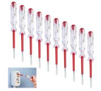 10 Pezzi Tester di Tensione 45200, Fase Tester Standard certificazione GS VDE 0680, Fino a 250V, Cacciavite in Acciaio C60 Zincato, Robustezza Superiore, Trasparente/Rosso, Lunghezza 140mm