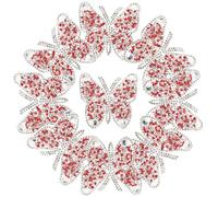 10 Pezzi Toppa a Farfalla con Cristalli Rossi 6x6 CM per Abiti | Adesivo in Resina, Superficie Lucida, per Fai da Te e Personalizzare Capi, Libri e Jeans