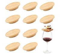 10 Pezzi Topper per Bicchiere di Vino, Topper per Salumi Bicchieri da Vino, Sottobicchiere In Legno Per Antipasti, Piattini Dessert, Ciotole Aperitivo, per Antipasti, Dessert, Casa