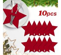 10 pezzi, Tovagliette a Natalizio, Set di Sacchetti in per Forchetta e Cucchiaio, Sacchetto per Posate Decorativo per Natalizia, Natale e Altre Feste, Decorazioni a Tema per Feste a Tema