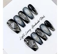 10 pezzi Unghie finte lunghe, design ispirato a Dark Souls in stile punk meccanico, colore nero, punte per unghie riutilizzabili per uomini e donne, adatte per palcoscenico, festa, cosplay. Include 1