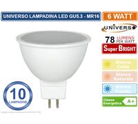 10 PEZZI UNIVERSO LAMPADINA SMD LED GU5.3 MR16 6W FARETTO SPOTLIGHT 470 LM 12V
