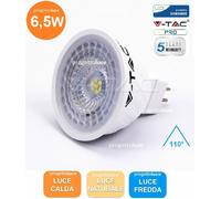 10 PEZZI V-TAC PRO VT-267 LAMPADINA FARETTO LED 6W CHIP SAMSUNG GU5.3 MR16 [EEK: F]