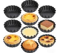 10 Pezzi Vaschette per Tortine in Acciaio Al Carbonio, Stampini in Acciaio per Flan e Budino, Stampi per Panna Cotta e Muffin, Pirottini in Acciaio Al Carbonio, per Torte, Torte, Gelatine(6.5*4.5*2.3