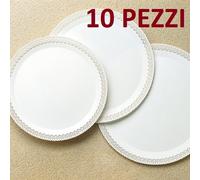10 PEZZI VASSOIO TONDO CIRCOLARE TRINATO 34 cm PLASTICA PASTICCERIA DOLCI TORTE.