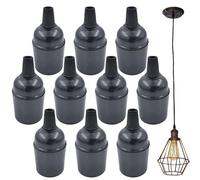 10 pezzi Vintage Solide E27 Portalampada in bachelite, con portalampada, Edison Retro vite adattatore per lampade (nero)