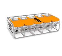 10 pezzi Wago 221-415 Morsetto di collegamento 5 conduttori con leva di comando 0,2-4 qmm esecuzione piccola, trasparente