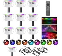 10 pezzi WiFi RGB LED luci da incasso Illuminazione del patio funziona con Alexa, Google Home assistant, DC12V Ø31mm IP67 impermeabili