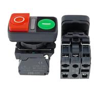 10 pezzi XB5 illuminato 1 piatto 1 pulsante a doppia chiave ad alta pressione interruttore momentaneo tensione 220 V 24 V avvio arresto reset con lampada 22 mm 1NO1NC(With light 1high,24V)