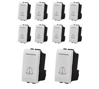 10 Pezzo Pulsante Con Disegno Campanello, 1P 16A 220V, Compatibile Con Bticino Living Light, Colore Bianco, Retroilluminabile, 1 Modulo, Serie MBL