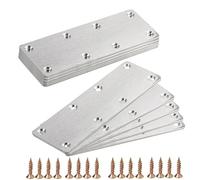 10 piastre piatte con viti, 140 x 50 x 2 mm, in acciaio inox, 8 fori, per mobili in legno e metallo
