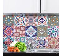 10 piastrelle Adesive | Stickers autoadesivi a forma di mattonelle da muro in ceramica - Piastrelle effetto mosaico bagno e cucina | Piastrelle porcellanate stickers da muro - azulejos - 10 x 10 cm - 15 pezzi