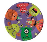 10 piatti in cartoncino compostabile diam 18 cm Little Monsters