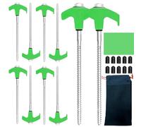 10 picchetti per tenda, 20 cm, girevoli, con filettatura e supporto per corda, accessori per tende, picchetti a vite, picchetti per pavimenti duri, legno, foresta, prati, erba, robusti e forti