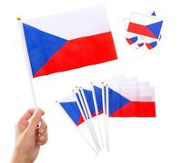 10 piccole bandiere ceche su bastoncini e 2 tatuaggi, decorazioni olimpiche ceche 2024 mini bandiere ceche bandiere tenute in mano per i giochi olimpici 2024 calcio eventi sportivi decorazioni per