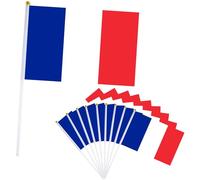 10 piccole bandiere francesi su bastoni per decorazioni Oly 2024, mini bandiere a bastone tenute in mano per eventi sportivi, decorazioni per feste