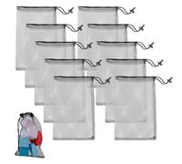10 piccole borse a rete multiuso in nylon, 20,3 x 30,5 cm, con chiusura a cordoncino, per lavanderia, palestra, spiaggia e viaggi, set di piccole borse da palestra per attrezzature sportive