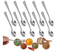 10 piccoli cucchiai in acciaio inox per barattoli di spezie, 7,5 x 1,6 cm, cucchiaini in acciaio inox, per barattoli di spezie, cucchiaini da espresso, mini in acciaio inox, per sale, zucchero, miele