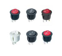 10 piccoli interruttori a bilanciere circolari for navi con un diametro di 15 mm, interruttore di alimentazione, nero, bianco, rosso, ON-OFF a 2 pin(Red light,3XL)