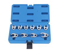 10 - Piece 3/8 Inch Drive Crowfoot Wrench Set | Metric Flare Nut Spanner 10-22mm | U - Shaped Open End Wrench for Fuel/Brake/Hydraulic Lines | 45 Steel Protection Coating