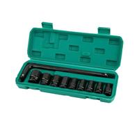 10-Piece Hex Head Socket Wrench Set | Metric Ratchet Socket Tool Kit With Extension Adapter | High-Strength Carbon Steel Thread Installation & Removal Tool Kit For Mechanical Repair, Home & DIY Use