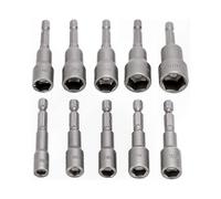 10-Piece Magnetic Hex Socket Set, 6-15mm Impact Driver Bits, Quick Change Drill Adapter, 1/4 Inch Drive Tool Accessory Kit