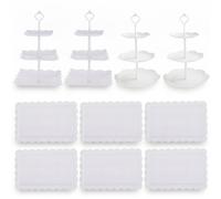 10 Pieces Vassoio Rettangolare Smerlato Bianco Supporto Quadrato a Tre Livelli