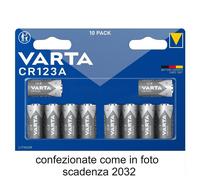 10 Pile 3v 123 Batterie Litio cr123 cr123a duracell varta procell eve a scelta