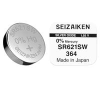 10 pile a bottone originali SEIZAIKEN 364, SR621SW, 1,55 V, batterie per orologio, ossido d'argento, 0% mercurio, 100% Made in Japan