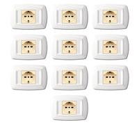 10 Placche, 1 modulo/posto doppio, Schuko, UNEL, Compatibile Con BTicino Magic, bianco bianca, Placca arrotondata, Plastica di alta qualità, 100% compatibile con supporti e moduli originali