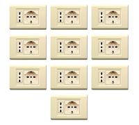 10 Placche, 2 moduli/posti, singolo e doppio, schuko, UNEL, Compatibile Con BTicino Magic, avorio, Plastica di alta qualità, 100% compatibile con supporti e moduli originali